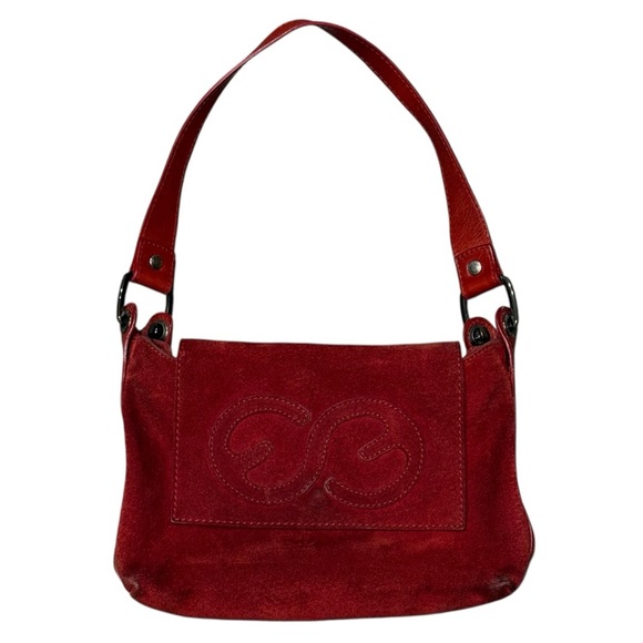 Escada Handbags - Vintage Escada Suede Leather Red Handbag Shoulder Bag
